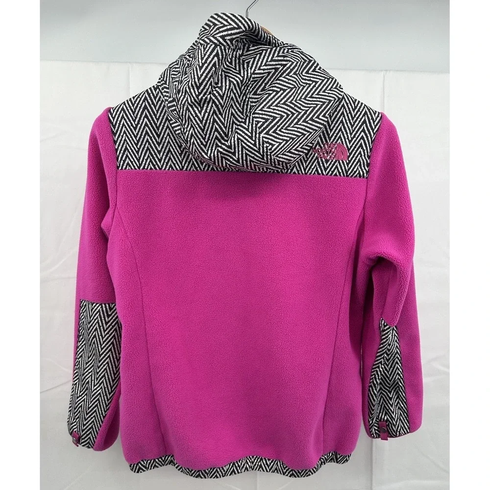 The North Face Girls Denali Jacket Pink Black White Full Zip‎ Hood XL (18)